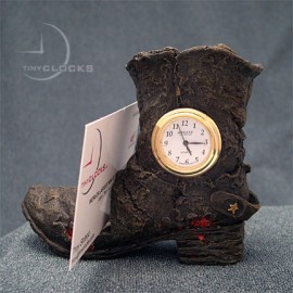 Mini Clocks Western Boot Card Holder Miniature Clock